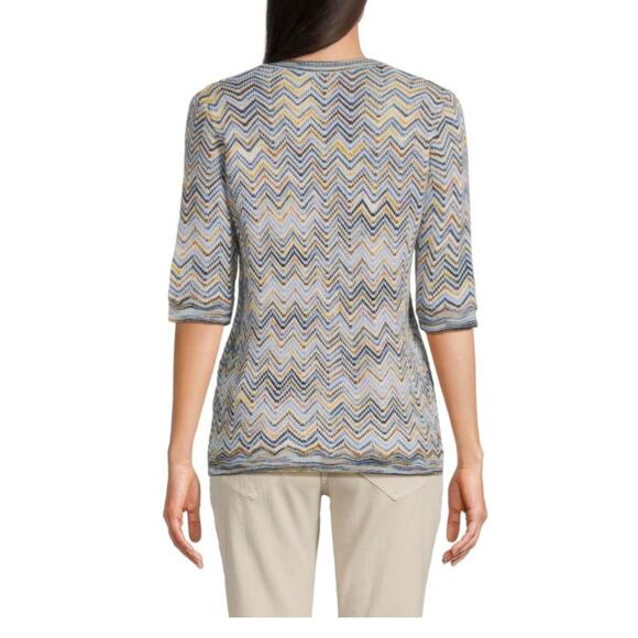 MISSONI Chevron Knit Mohair-Blend Sweater Top - size XL - Picture 2 of 12